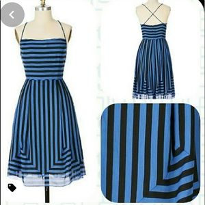 Anna sui blue and black striped dressAnthropologie